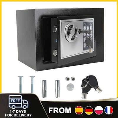 Dailygoods 4,6L elektronische stalen digitale kluis met toetsenbord en 2 sleutels, voor thuiskantoor hotel zakelijke slo