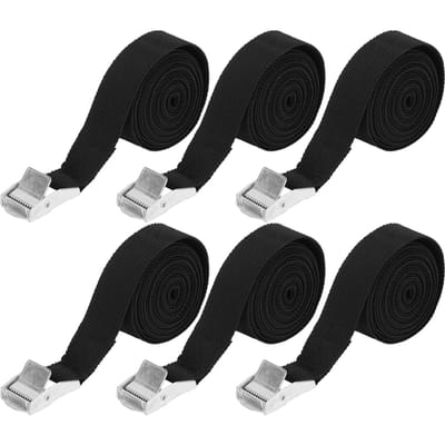6 STUKS Zware Sjorbanden Verstelbare Gesp Sjorbanden voor Motorfietsen Vrachtwagens Bagage black