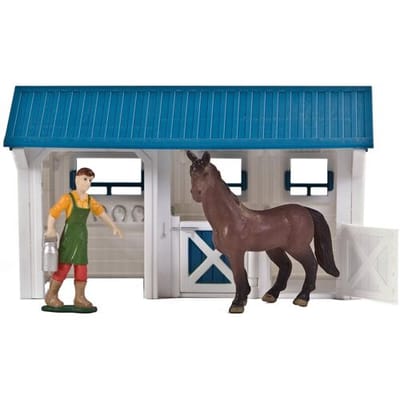 DUTCH FARM SERIE Paardenstal-speelset - Blauw, 15,5 x 9 x 9,5 cm
