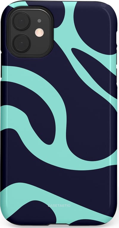 Casetastic Hoesje Geschikt voor Apple iPhone 11 - Stijlvolle Beschermende Duo-layer Case - Golvenritme Aqua-Marine
