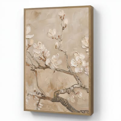 Wandlamp 60x90 cm - Oplaadbaar - Bloemen - Modern - Beige - Wit - Bloesem - Wandlampen binnen woonkamer - Slaapkamer lamp - Decoratieve nachtlamp - Vloerlamp draadloos