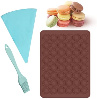 Dailygoods- Macaron-bakmat 48 gaten - Siliconen Bakmat - Oliekwast - Spuitzak - Antiaanbakmat - 39 x 28 cm