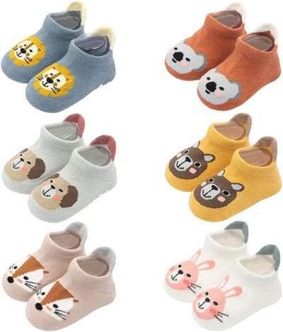 6 Paar Baby Kinder Sokken Antislip Sneakersokken Zichtbaar Katoen