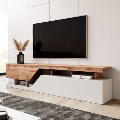 Meubella - TV-Meubel Canberra - Eiken - Wit - 200 cm