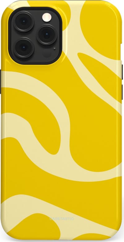 Casetastic Hoesje Geschikt voor Apple iPhone 12 Pro Max Magsafe - Stijlvolle Beschermende Duo-layer Case - Citroen Gele Zonnestraal