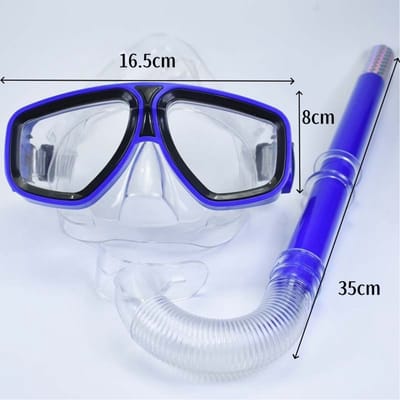 Duikmasker - snorkel - snorkelset - zwembril - snorkeluitrusting - unisex - geschikt om mee te zwemmen - snorkelen - blauw - 16,5*8 cm - 35 cm snorkel - geschikt voor kinderen vanaf 8 jaar - volwassenen