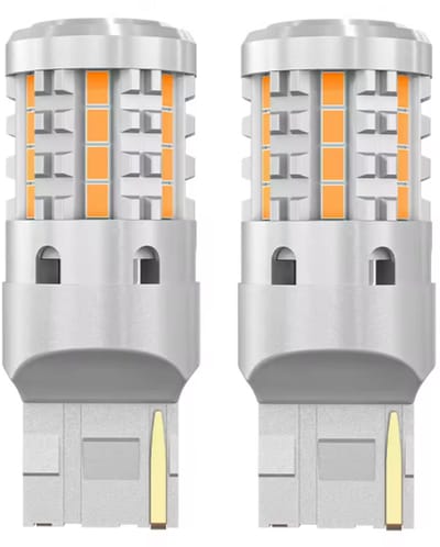 TLVX T20 7440 W21W No Hyper Flash 10-30V LED Oranje Canbus knipperlichten / Richtingaanwijzer / P21W / Flashing Lights Orange / Auto / Vrachtwagen / Tractor / Bus / LED Bulbs / Bayonet fitting / Ingebouwde weerstand / Storingsvrij / 2 stuks