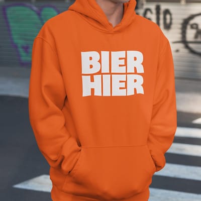Oranje Koningsdag Hoodie Bier Hier - MAAT XS - Feestkleding & Carnavalskleding
