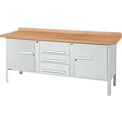 Schäfer Shop Select Kastenwerkbank PWi 200-4, beuken multiplexplaat, tot 750 kg, B 2000 x D 700 x H 840 mm, lichtgrijs