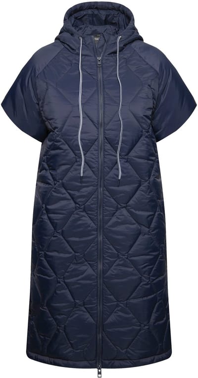 Ulla Popken - Dames - HYPRAR doorgestikte bodywarmer trekkoord 2-wegritssluiting - Marine - Maat 42+