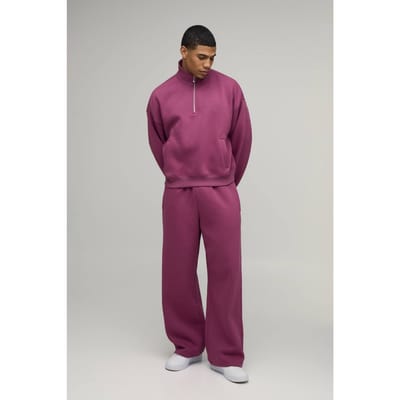 Oversized Ruime Slouchy Kwart Rits Tunnelhals Trainingspak | Purple | Size XS