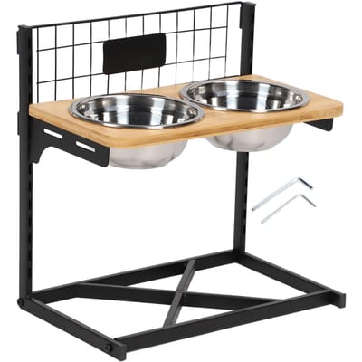 Gamelles surélevées pour chien Réglables Amovibles Support surélevé pour gamelles pour chien Distributeur pour Chats Petits Moyens Grands gray