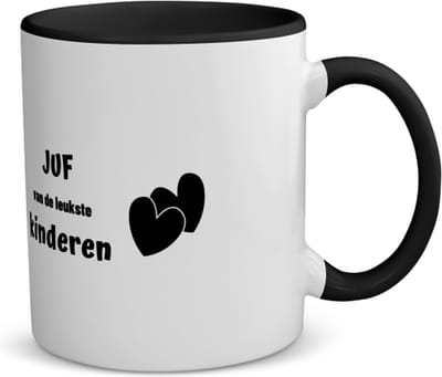 Akyol - juf van de leukste kinderen koffiemok - theemok - zwart - Juf - de leukste juf - verjaardag - cadeautje voor jufvrouw - kado - geschenk - 350 ML inhoud