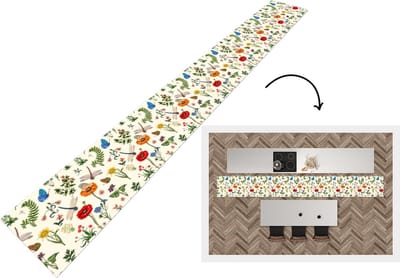 Keukenloper - Keukenmat - Insecten - Bloemen - Zomer - Regenboog - Patroon - 400x50 cm - Keuken vloerkleed