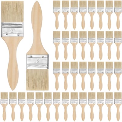 Dailygoods- Houtvlek Borstel 40-Pack - Schilderborstels - Penseel 2 Inch - Houten Handvat - Veelzijdige Set - Ideaal voor Retoucheren - Schilderborstel