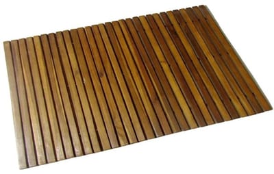 Acacia Houten Badmat 80 x 50 cm | Badkamer mat – Sauna | Hoogwaardig Acaciahout – Weerbestendig en duurzaam | Rubberen achterkant – Antislip | Vloermat - Vloerkleed