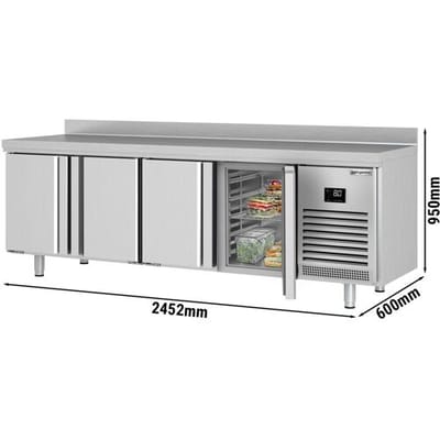 GGM Gastro Kühltisch Premium PLUS - 2452x600mm - mit 4 Türen - mit Aufkantung Zilver