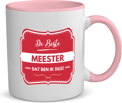 Akyol - de beste meester, dat ben ik dus koffiemok - theemok - roze - Meester - iemand die een meester is - beste ooit - werk - collega - school - verjaardagscadeau - kado- geschenk - afscheidscadeau - welkomscadeau - verrassing - 350 ML inhoud