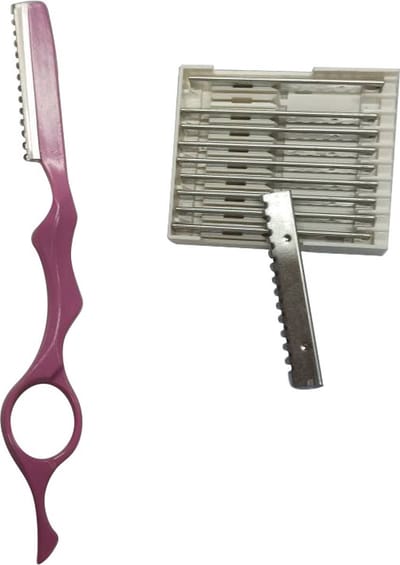 Feather Mes Roze Kleur - Uitdunmes - Effileermes Voor Uitdunnen van Dik Haar (inc mesjes)