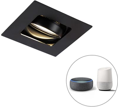 QAZQA artemis - Moderne Dimbare LED Smart Inbouwspot incl. wifi met Dimmer - 1 lichts - L 10 cm - Zwart - Woonkamer | Slaapkamer | Keuken