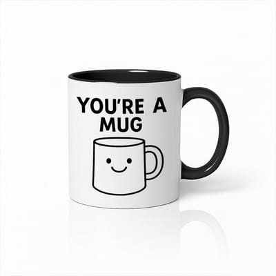 Witte & Zwarte Mok 330ml – “You’re a Mug” Grappige Schattige Cartoon Koffiebeker