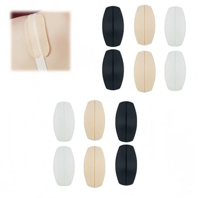 6 paar - Siliconen bh-schoudervullingen - Bh-bandvullingen - Antislip elastische schoudervullingen - Siliconen schoudervullingen - Voorkomen dat bandjes wegglijden - Zwart + Wit + Beige - 9*5 cm
