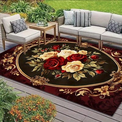 Retro Bloemen Vloerkleed Luxe Rood Wit Roos Design Vloermat voor Entree Slaapkamer Woonkamer Niet-Patchwork Grote Maat Tapijt 120*160cm