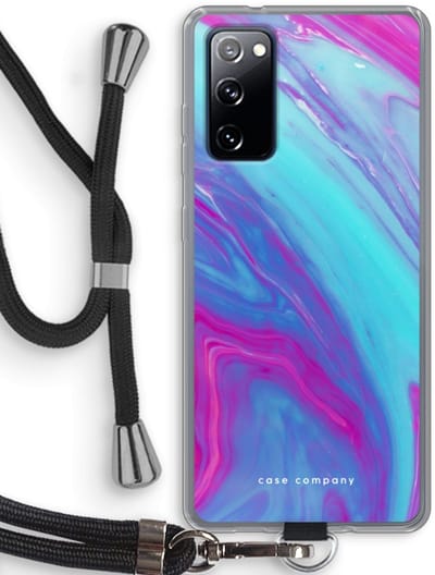 Hoesje met koord geschikt voor Samsung Galaxy S20 FE / S20 FE 5G hoesje met Koord - Zweverige regenboog - Telefoonhoesje met Zwart Koord - Bescherming aan alle Kanten en Over de Schermrand