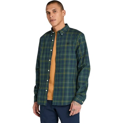 Timberland Stretch Poplin Check Shirt Green Gables Taglia: L | Camicie Casual Outlet | Uomo | Verde