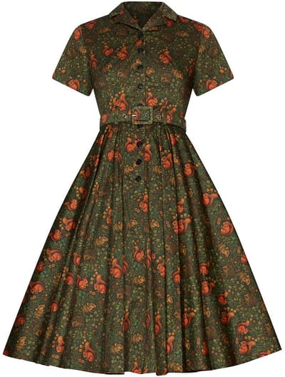 Succubus Clothing Lucy Squirrel Friends 50's Swing Jurk Groen