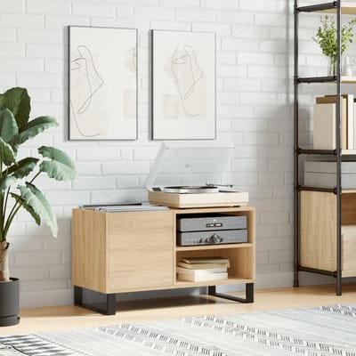 vidaXL - Platenkast - 85x38x48 - cm - bewerkt - hout - sonoma - eikenkleurig