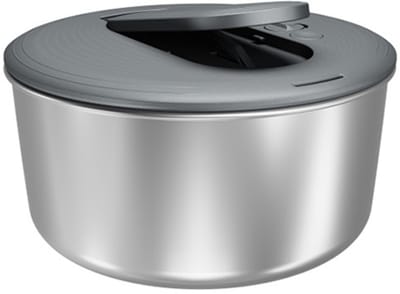 Zyliss - Slacentrifuge RVS L met Drukknop – Grote Salade Droger met Antislip Kom voor Sla en Groenten