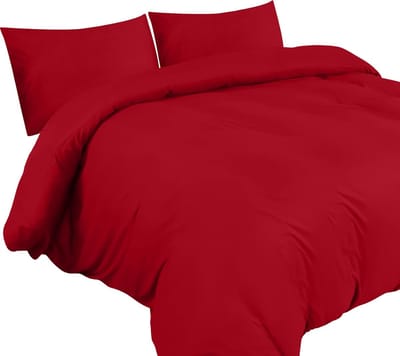 Famanu Dekbedovertrek Set - Zachte Microvezel Dekbedovertrek 200x200cm met Kussenslopen 50x75cm - Beddengoed Dekbedovertrek Set - Rood