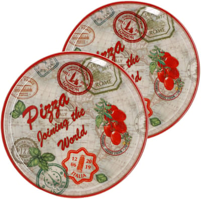 MamboCat Set van 2 pizzaborden Charme Red - Rome rood - 33cm