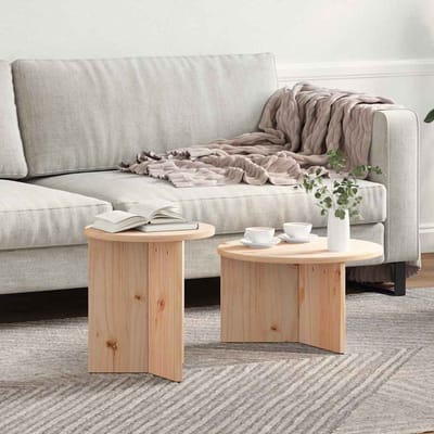 vidaXL - Salontafel - 2 - st - Naturel - 49 - x - 49 - x - 28 - cm - Massief - grenenhout