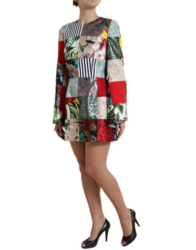 Patchwork Mini Jurk Multicolor Stijl