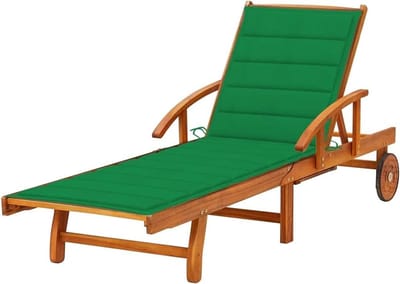 Ligstoel met kussen - Tuinstoel relax - Buiten ontspannen - Verstelbare rugleuning voetsteun - 200 cm lang - Groen