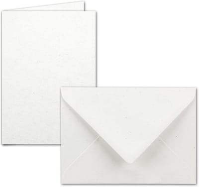 15x Dubbele Wenskaarten DIN B6 met Enveloppen - Birch (Crèmewit) - Nat Lijmen