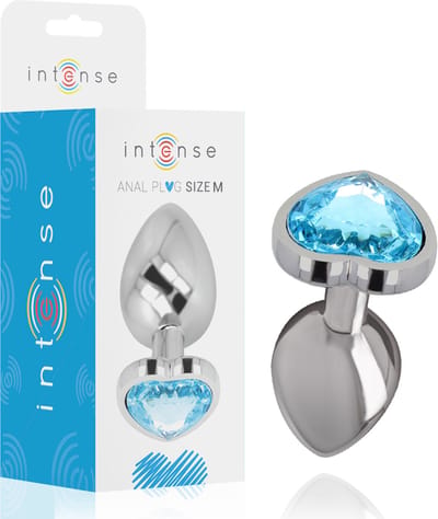 INTENSE ANAL TOYS | Intense - Metal Aluminum Anal Plug Heart Blue Size M | Buttplug | Sex Toys voor Vrouwen | Sex Toys voor Mannen