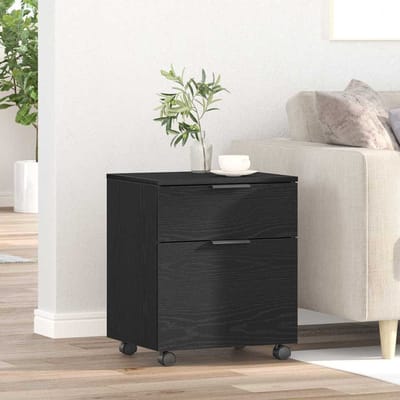 vidaXL - Bestandkast - met - lade - Zwart - Eiken - 45 - x - 38 - x - 54 - cm - Bewerkt - hout