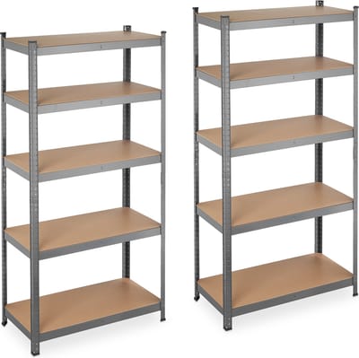 2x stellingkast 180x90x45 - opbergrek staal - legbordstelling grijs - opbergkast