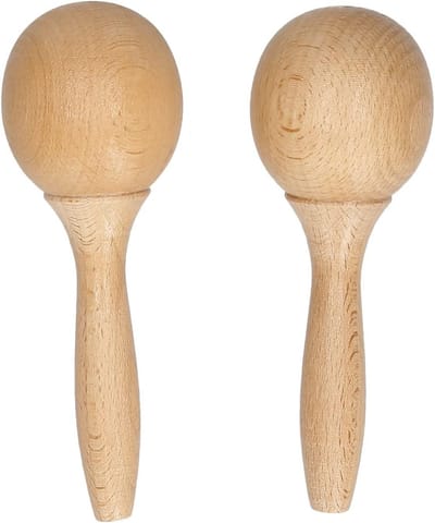 Houten Maracas Kinderen - Rumba Shakers Percussie - Muziek Leren Spelen - Duurzaam Beukenhout Ontwerp - 15 x 5.5 cm