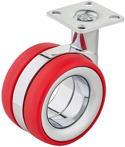 Meubelwiel Zwenkwiel - Rolwiel Wieltje - Meubels Verplaatsen - Stabiele Montageplaat - Ø 75 mm - Chroom Rood