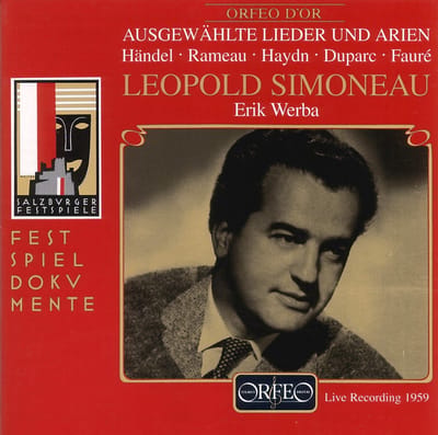 Leopold Simoneau, Erik Werba - Lieder Und Arien, Live Recording 1959 (CD) (Remastered)