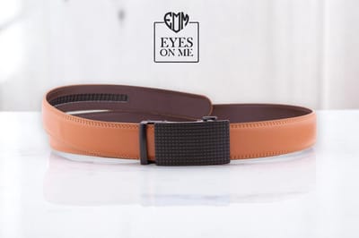 Camel lederen riem zonder gaatjes met automatische gesp voor heren ( Model N167 )