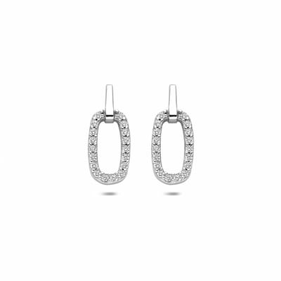 Zilveren gerhodineerde oorknoppen zirkonia 16,5 mm - 1341689