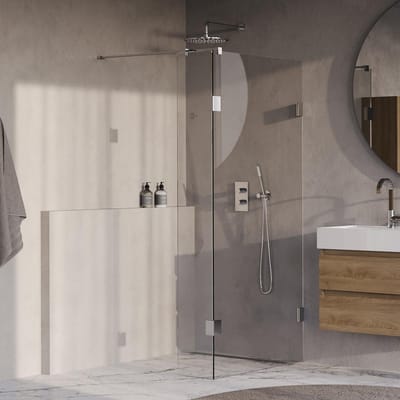 Brauer Void - Inloopdouche - Helder Glas - 100 x 200 cm - met Zijwand 30 cm - incl. Glascoating - Chroom