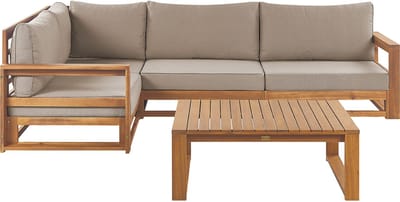 TIMOR II - Loungeset - Taupe - Gecertificeerd acaciahout