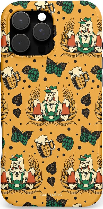 Casetastic hoesje geschikt voor Apple iPhone 16 Pro Max - MagSafe - Dubbellaagse bescherming - Oktoberpret - Fashion Case - Goud Taupe Donkergroen Donkergrijs