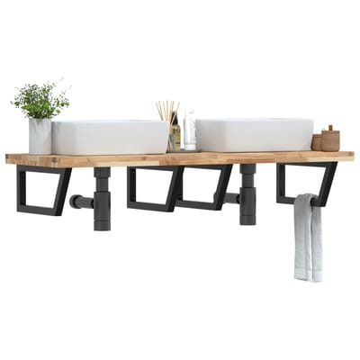 vidaXL - Badkamer - wandschap - staal - en - massief - acaciahout